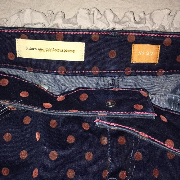 Polka Dot Pencil Denim Skirt - Picture 6 of 8